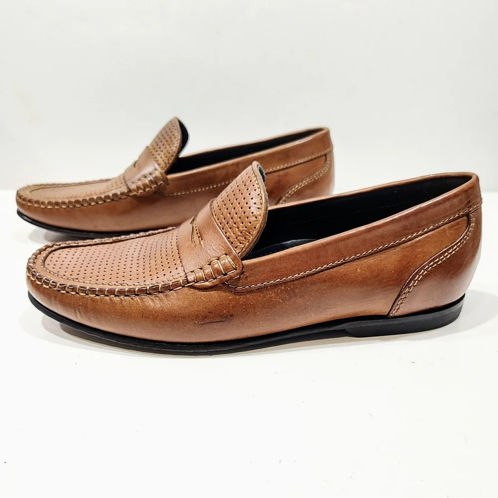 Bostonian Penny Loafers Men’s 8.5M Tan Brown Leather Slip-On Dress Casual Shoes